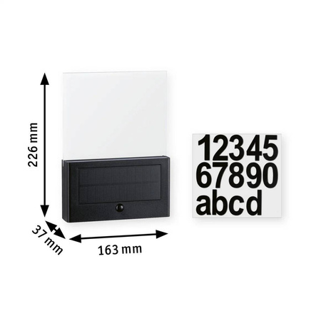 Outdoor Solar numer domu Neda IP44 PIR Antracyt nie szkodzi insektom (PL94725) - PAULMANN