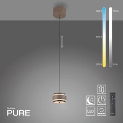 Lampa na pilota, z regulacją światła i wysokości PURE FALLING RINGS BRĄZOWA/CHROM (2503-97) - Paul Neuhaus