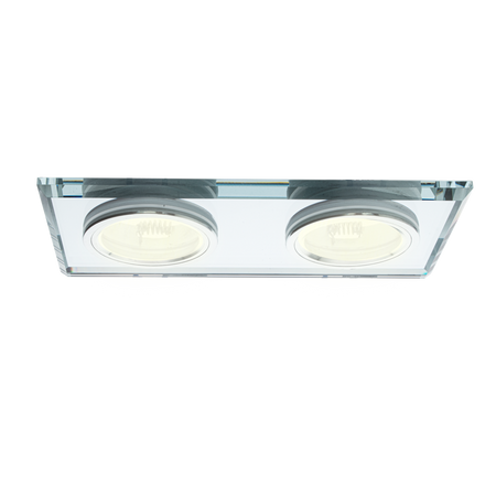 Oczko sufitowe szklane KWADRATOWE 2xGU10 Kolor: SREBNY (EKOS919) - Eko-Light