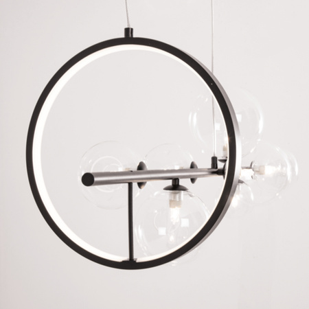 PENDANT LED LIGHT 14W + 7XG9 METAL GLASS BLACK (22063 Zambelis) - Zambelis