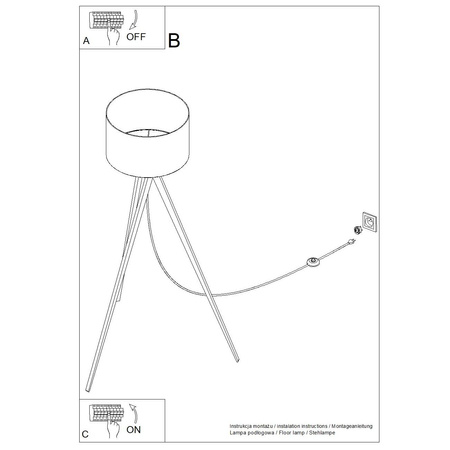 Lampa podłogowa na trójnogu  NATT burgund (SL.1907) - Sollux Lighting