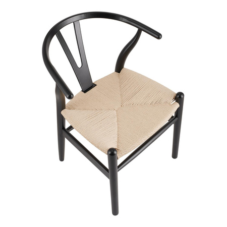 Krzesło BONBON czarno naturalne rattanowo jesionowe (MH-002CH-BN) - Moos Home