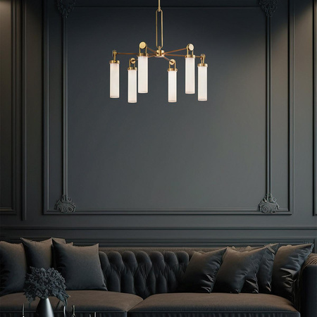 Żyrandol Wynwood - 6 źródeł światła - Vintage mosiądz (QN-WYNWOOD6-VBS) - Quintiesse