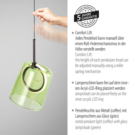 ZULA LAMPA WISZĄCA ZIELONY (2541-43) - Paul Neuhaus