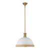 Pojedyncza lampa nad stół Doral Matowa biel, vintage mosiądz (QN-DORAL-P-M-WHT) - Quintiesse