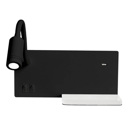 Lampa nocna z półką SHELF BLACK LED 4W+5W+2W (ML6344) - Milagro