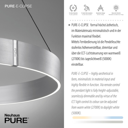 PURE E-CLIPSE LAMPA WISZĄCA ALUMINIUM (2561-95) - Paul Neuhaus