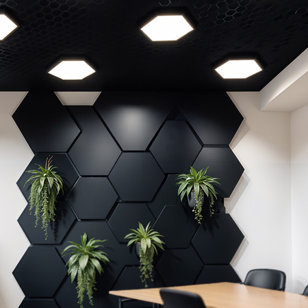 Panel LED Natynkowy HEXAGON BY-SLS-6C Plaster Miodu 40W Czarny - Syntron