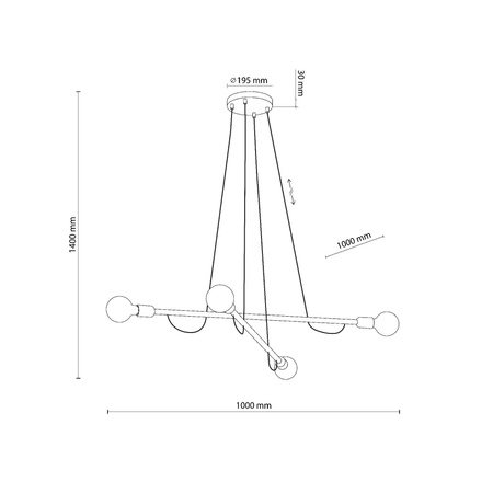 Lampa wisząca HELIX WOOD ORZECH 4 PŁ (4949) - TK Lighting