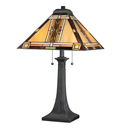 Lampa na stół w stylu Tiffany - Lampa stołowa Navajo Brązowy  (QZ-NAVAJO-TL-VB) - Elstead Lighting