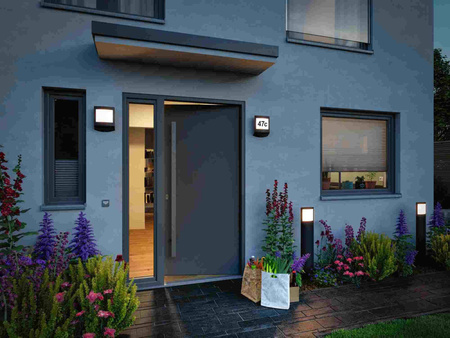 Oprawa elewacyjna PADEA LED 8.5W 550lm 3000K PIR+ zmierzchu IP44 230V antracyt / tworzywo sztuczne (PL94512) - PAULMANN