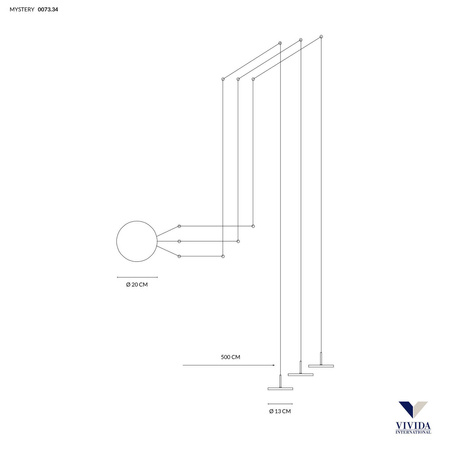 Lampa Wisząca MYSTERY 3 Kol. Biały 3000K (0073.34.BI.WN) - Vivida
