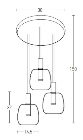 PENDANT LIGHT LED 3X5W 3000K BLACK (1971 Zambelis) - Zambelis