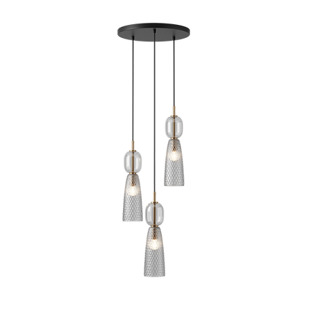 PENDANT LIGHT 3XE14 MAX 40W GLASS ANTIQUE BRASS (23010 Zambelis) - Zambelis
