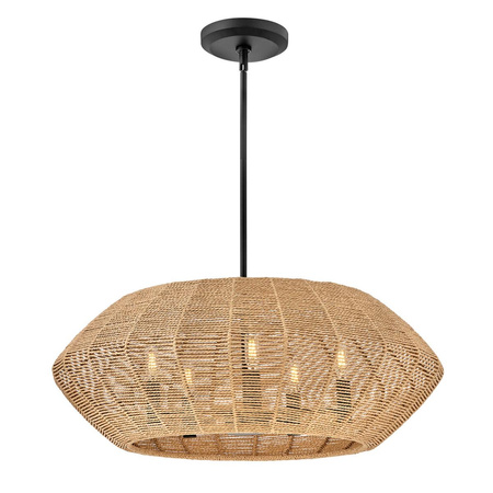 Rattanowa lampa wisząca Luca - 5 źródeł światła - karmelowy beż (QN-LUCA-5P-M-BK-CAM) - Quintiesse