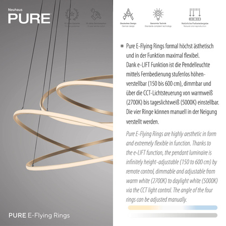Lampa na pilota, z płynną regulacją wysokości PURE E-FLYING RINGS BRĄZOWA (2566-97) - Paul Neuhaus