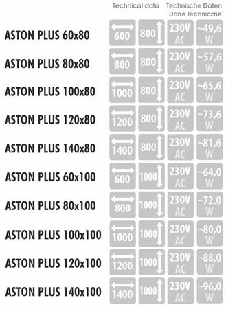 Lustro prostokątne ASTON PLUS w ramie z oświetleniem LED - MCJ
