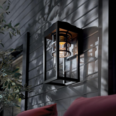 Mała latarnia naścienna Hone - 1 źródło światła - Strukturalna czerń (KL-HONE-S-BKT) - Elstead Lighting