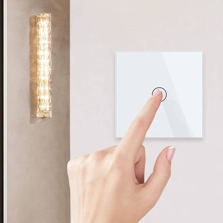 Moduł pojedynczego włącznika dotykowego z separowanymi stykami sterowany pilotem z pojedynczym niebieskim panelem szklanym (VL-C701IR-69) LIVOLO