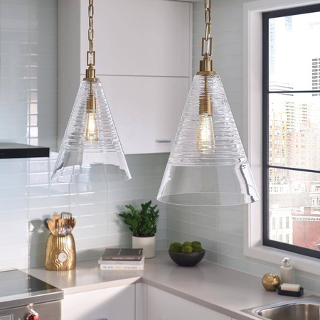 Lampa wisząca Elmore - 1 źródło światła - Oksydowany mosiądz (QN-ELMORE-P-BBS) - Quintiesse