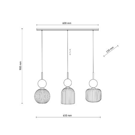 SOPHIA GREEN COGNAC LAMPA WISZĄCA 3XE14 (11147) - TK Lighting