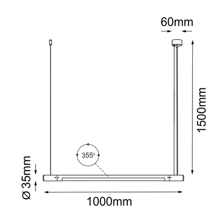 Lampa wisząca Ibara Z - Czarna (1000 mm)   (5053) - Shilo