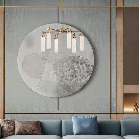 Żyrandol Wynwood - 6 źródeł światła - Vintage mosiądz (QN-WYNWOOD6-VBS) - Quintiesse