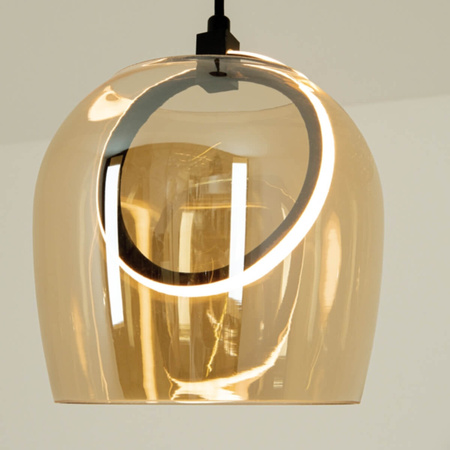 PENDANT LED LIGHT 6W 3000K METAL-SILICON-GLASS,BLACK-CHAMPAGNE (23079 Zambelis) - Zambelis