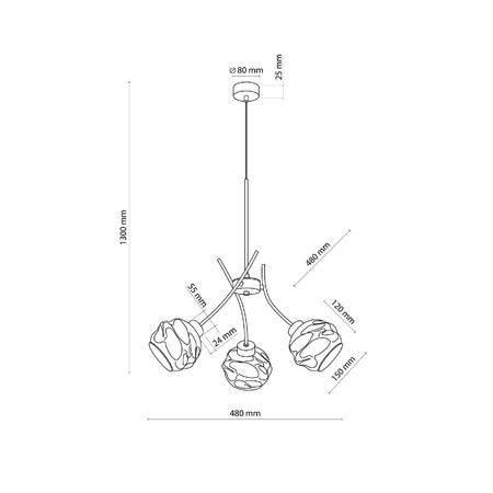 Lampa wisząca ZULIA 3 PŁ (5748) - TK Lighting