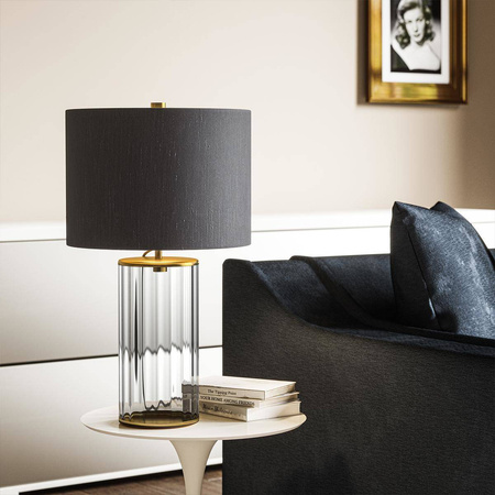 Lampa stołowa Reno - 1 źródło światła - Przydymione szkło/ Stary mosiądz (QN-RENO-SMOKE-AB) - Quintiesse