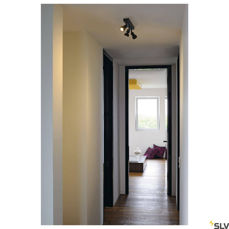 PURI 3, lampa ścienna i sufitowa, trzypunktowa, QPAR51, kolor czarny matowy, maks. 150 W, z pierścieniem dekoracyjnym (147380) - SLV