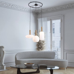 PENDANT 3XE27 METALGLASS SANDY BLACK GOLD MATT (22150 Zambelis) - Zambelis
