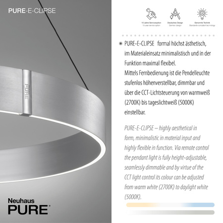 PURE E-CLIPSE LAMPA WISZĄCA ALUMINIUM (2561-95) - Paul Neuhaus