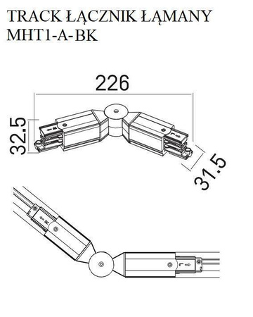 Łącznik łamany DOBAC TRACK czarny (MHT1-A-BK) - Maxlight