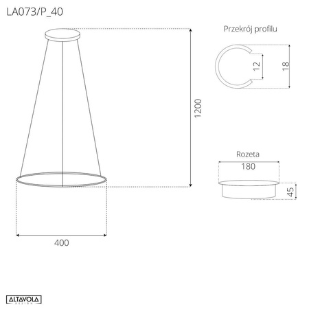 Lampa wisząca Ledowe Okręgi No.1 40cm 4k srebrna Dali (LA073/P_40_in_4k_silver_Dali) - ALTAVOLA DESIGN