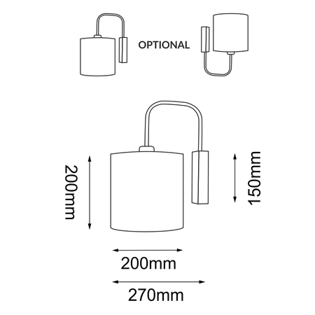 Kinkiet Lamego K - Czarny (320 mm)   (4043) - Shilo
