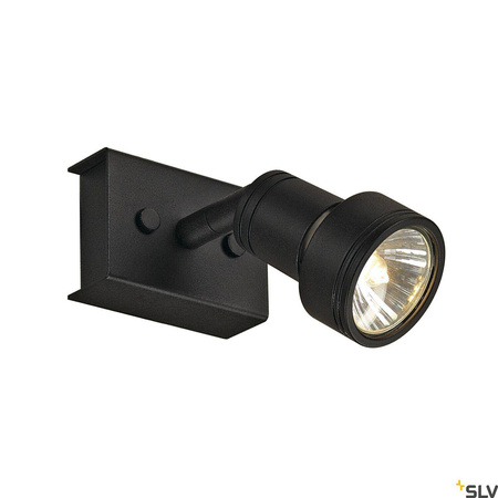PURI 1, lampa ścienna i sufitowa, jednopunktowa, QPAR51, kolor czarny matowy, maks. 50W, z pierścieniem dekoracyjnym (147360) - SLV