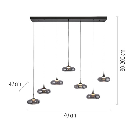 Ściemnialna lampa wisząca z płynną regulacją wysokości POSH SZARA (15695-15) - Paul Neuhaus