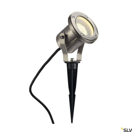 NAUTILUS SPIKE, lampa wbijana w grunt outdoor, QPAR51, IP55, stal nierdzewna, maks. 35W, z przewodem 1,5m i wtyczką (229740) - SLV