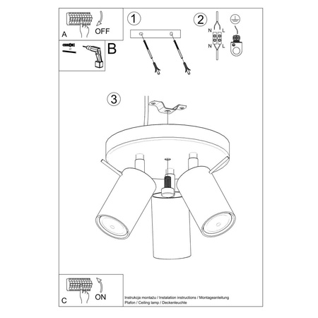 Plafon RING 3P ochra czerwona (SL.1509) - Sollux Lighting