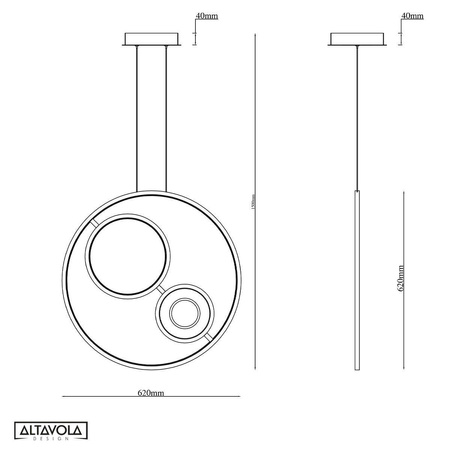 Ledowa lampa wisząca  Seppia No.1  Altavola Design  (LA115/X_62_1+2_3k_black_gold) - ALTAVOLA DESIGN