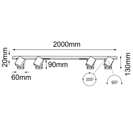 Lampa modułowa Cube Line move 4 - Biała (2000 mm) (1010) - Brosline