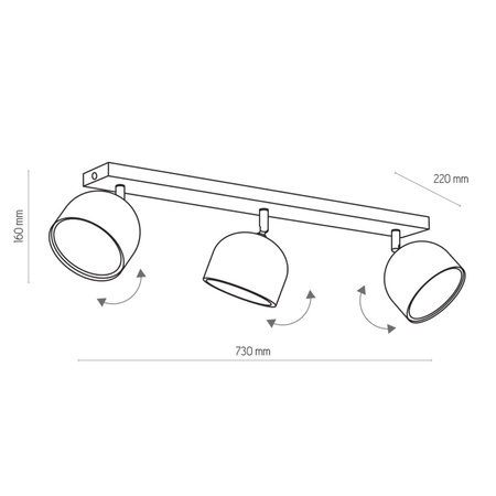 Lampa sufitowa ALTEA czarna 3 PŁ + ŻARÓWKI (6520) - TK Lighting