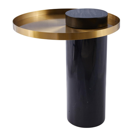 Stolik kawowy COLUMN marmurowy czarno złoty 55 cm (DP-FA1 black gold) - Moos Home