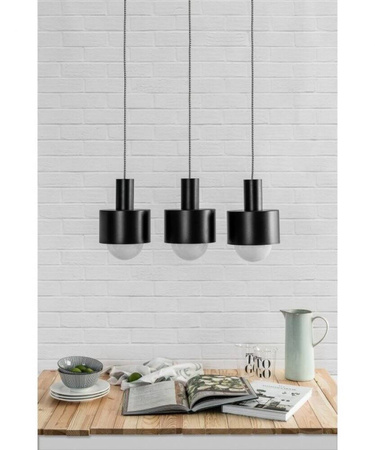 Lampa wisząca Enkel 3 z oplotem poliestrowym czarnym (EN3322P0) - Ummo