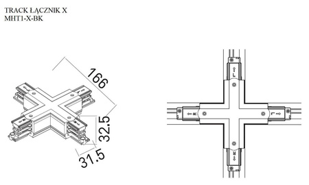 Łącznik "X" DOBAC TRACK czarny (MHT1-X-BK) - Maxlight