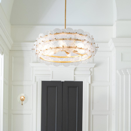 Żyrandol w stylu art Deco Rene - 6 źródeł światła - Przecierany mosiądz (QN-RENE-6P-DSB) - Quintiesse