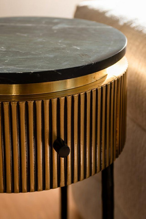 RICHMOND stolik IRONVILLE 40 cm - marmur, metal, MDF, sklejka brzozowa (7605) - Richmond Interiors