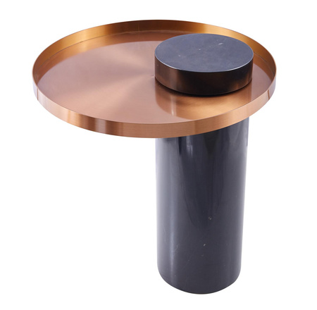 Stolik kawowy COLUMN marmurowy czarno miedziany 55 cm (DP-FA1 black copper) - Moos Home