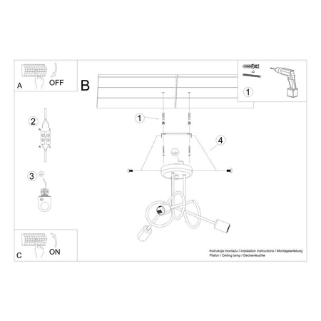 Żyrandol SUPEŁ 3 chrom (SL.1440) - Sollux Lighting